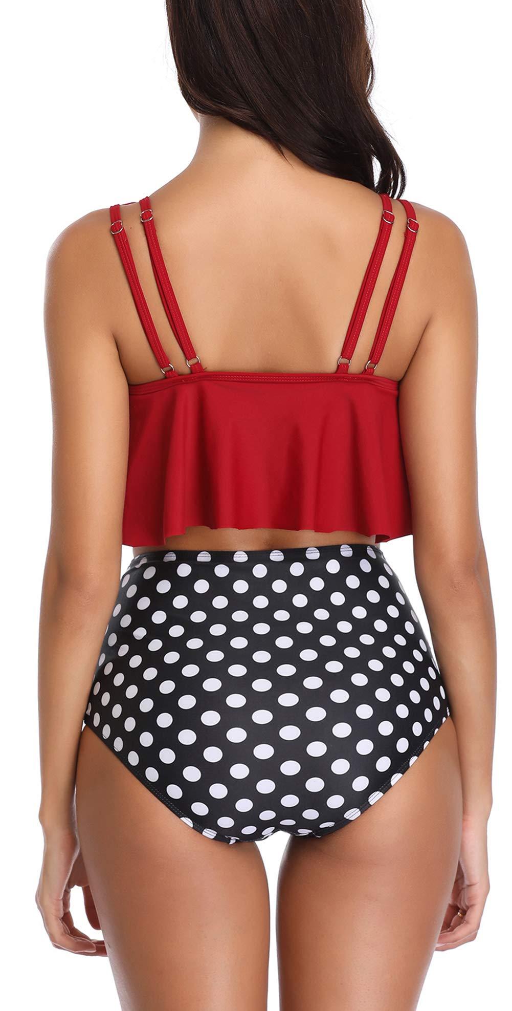 Women High Waist Bikini Plus Size Swimwear Summer Swimsuit Beach Bathing Suit Ruffle Bikini Floral Printed Ruffle High Waist Bikini Set Women's Tummy Control Bathing Suit Swimsuit Flounce Peplum