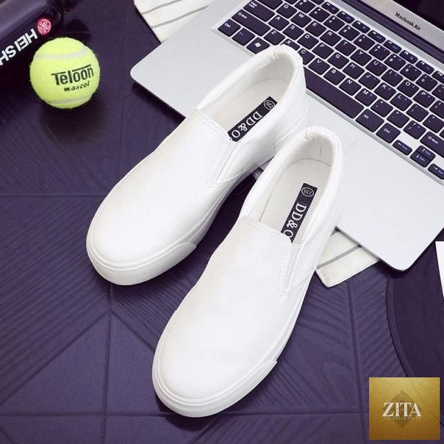 Women Stevvex leather espadrille sneakers with slip-on design, platform sole, and casual spring fashion style.