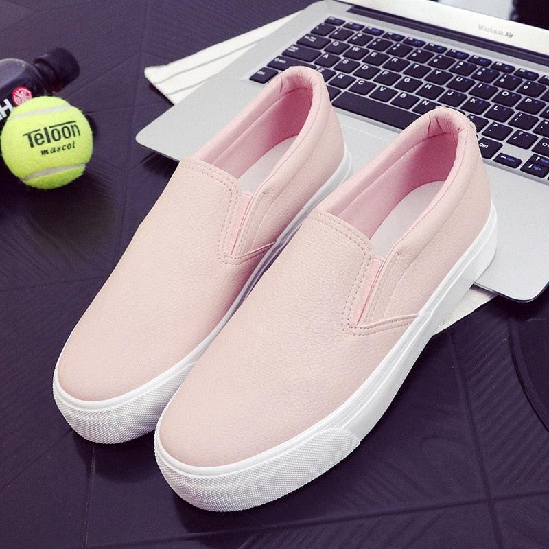 Women Stevvex leather espadrille sneakers with slip-on design, platform sole, casual spring fashion shoes for comfort and style.