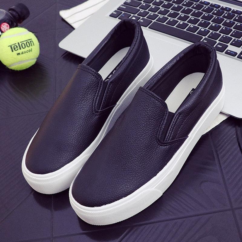 Women Stevvex leather espadrille sneakers with slip-on design, platform sole, spring casual style, vulcanized construction, and comfortable fit.