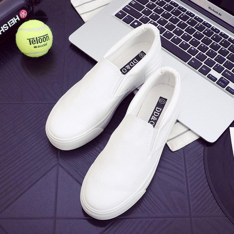 Women Stevvex leather espadrille sneakers with slip-on design, platform sole, and casual spring style for comfortable everyday wear.