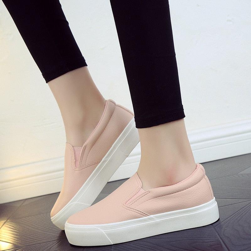 Women Stevvex leather espadrille sneakers with slip-on design, platform sole, casual and fashionable for spring and summer wear.