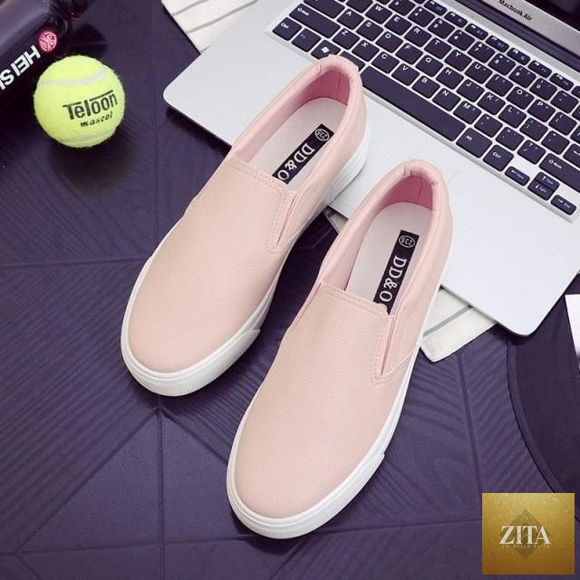 Women Stevvex leather espadrille sneakers with slip-on design, platform sole, casual spring fashion, vulcanized construction.