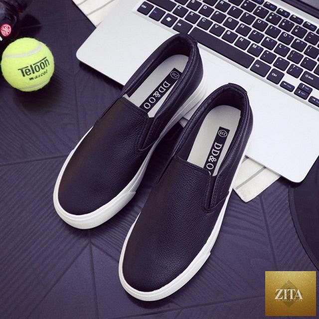 Women Stevvex leather espadrille sneakers with slip-on design, casual spring flats, platform sole, vulcanized style, fashionable and comfortable.