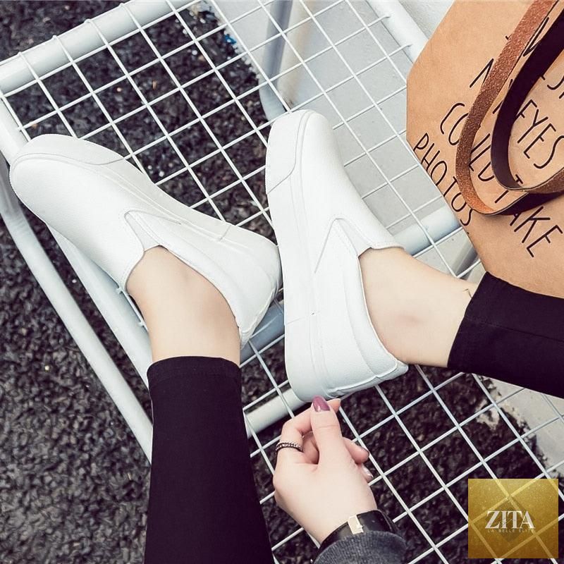 Women Stevvex leather espadrille sneakers with slip-on design, platform sole, casual spring fashion flats, vulcanized sporty shoes.