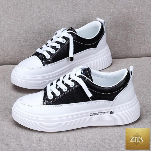 Women leather sneakers by Stevvex featuring white breathable casual shoes with lace-up design and modern vulcanized flat soles.