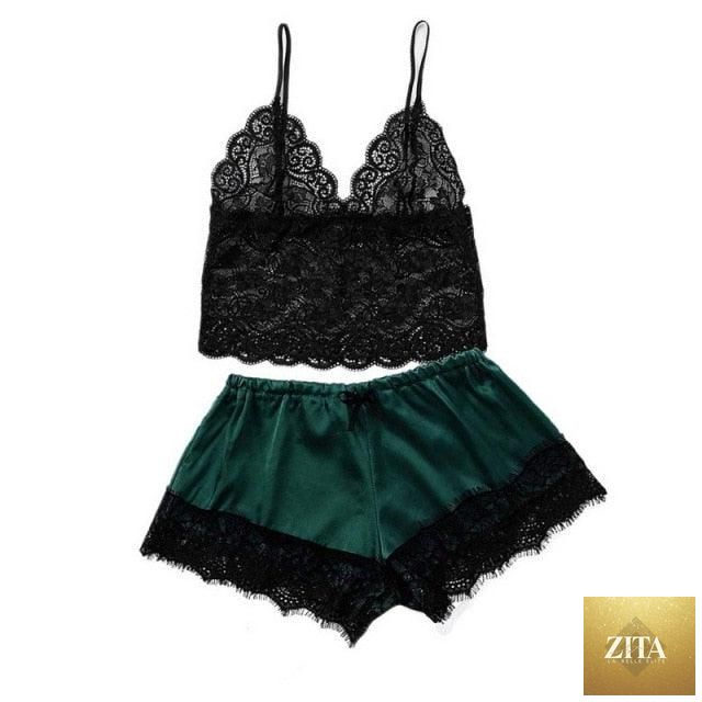 Women luxury lace bra and panty set by Stevvex, 2-piece strappy lingerie set with lightweight, comfortable polyester sleepwear.