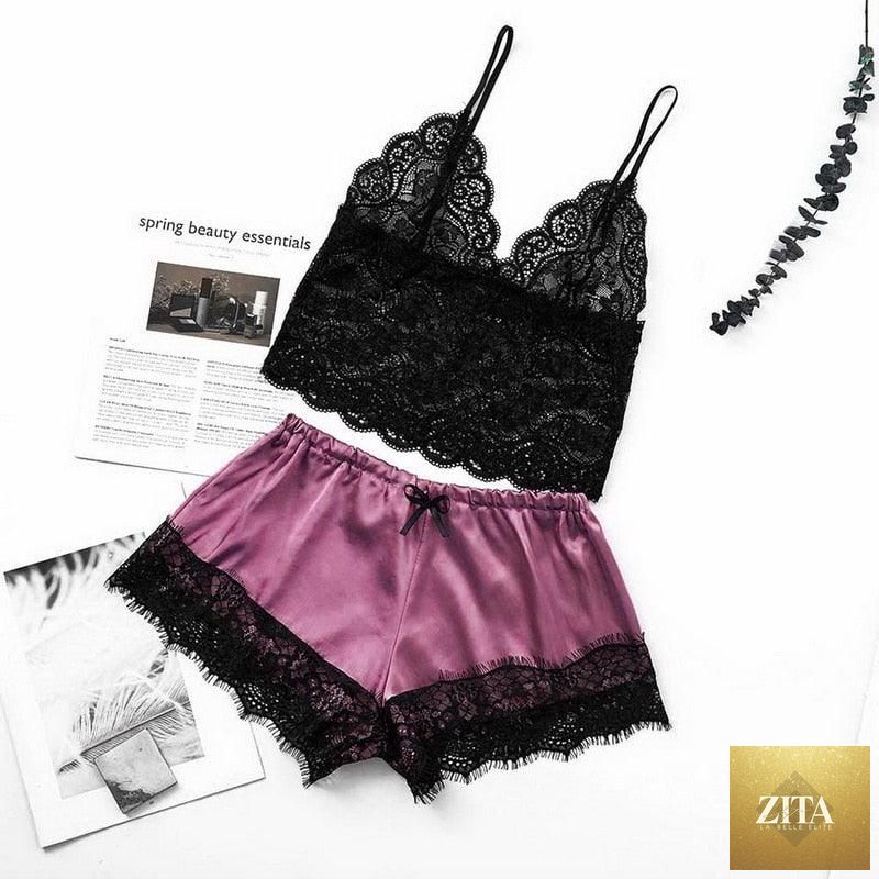 Stevvex women’s luxury lace bra and panty set, 2-piece lingerie with strappy details and lightweight polyester sleepwear design