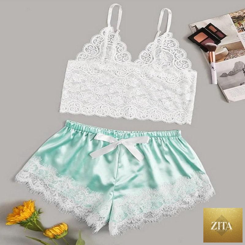 Stevvex women's luxury lace bra and panty set with strappy details, lightweight polyester sleepwear and comfortable design.