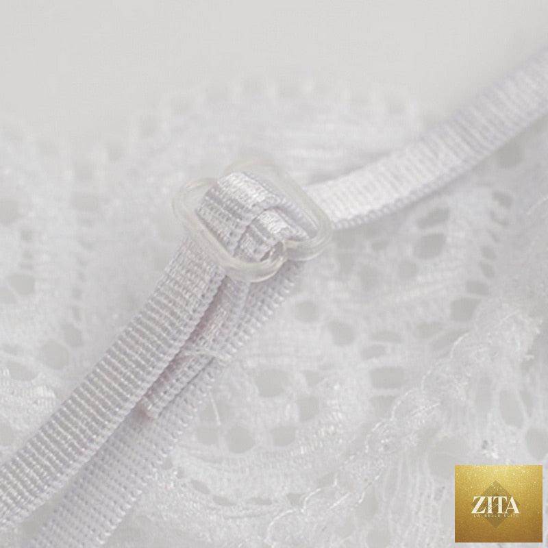 Women Stevvex luxury lace bra and panty set featuring strappy design, lightweight polyester fabric, comfortable sleepwear lingerie set.