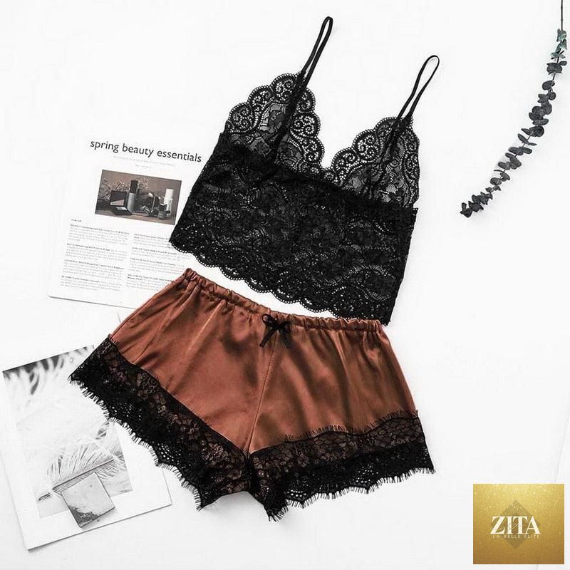 Women Stevvex luxury lace bra and panty set, 2-piece lingerie with strappy design, lightweight polyester sleepwear and comfortable fit.