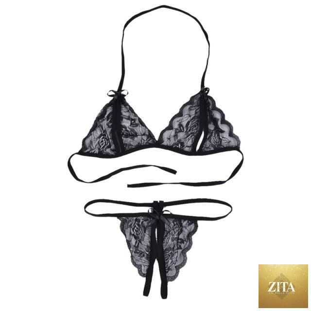 Stevvex women’s luxury lace bra and panty set, 2-piece lingerie with strappy design, lightweight polyester sleepwear, comfortable fit.