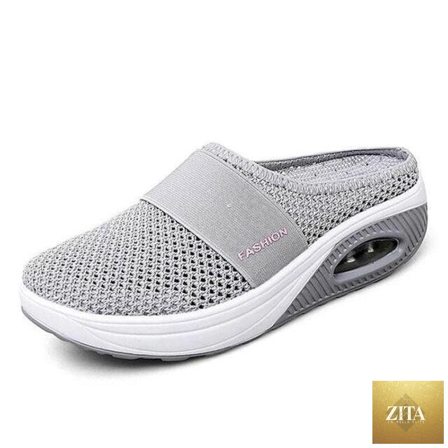 Women Mesh Lightweight Shoes by Stevvex, breathable casual clogs with air cushion, thick sole, slip-on design, and arch support.