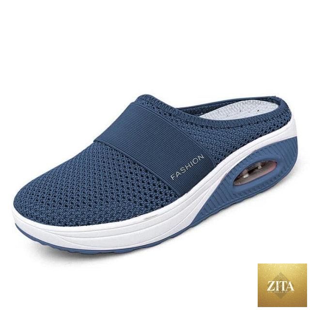 Women Stevvex mesh lightweight clogs with air cushion soles, slip-on design, breathable fabric, thick bottoms, and arch support for walking