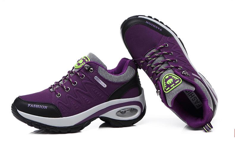 Women Stevvex running air cushion athletic sneakers with breathable mesh, lace-up design, high platform, perfect for walking and sports.