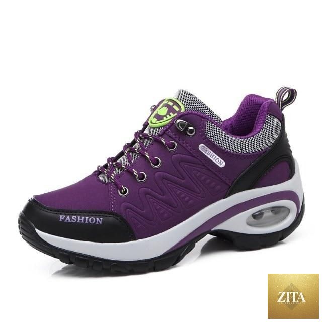 Women Stevvex running and athletic sneakers with breathable mesh, air cushion sole, lace-up design, high platform, suitable for walking and gym.