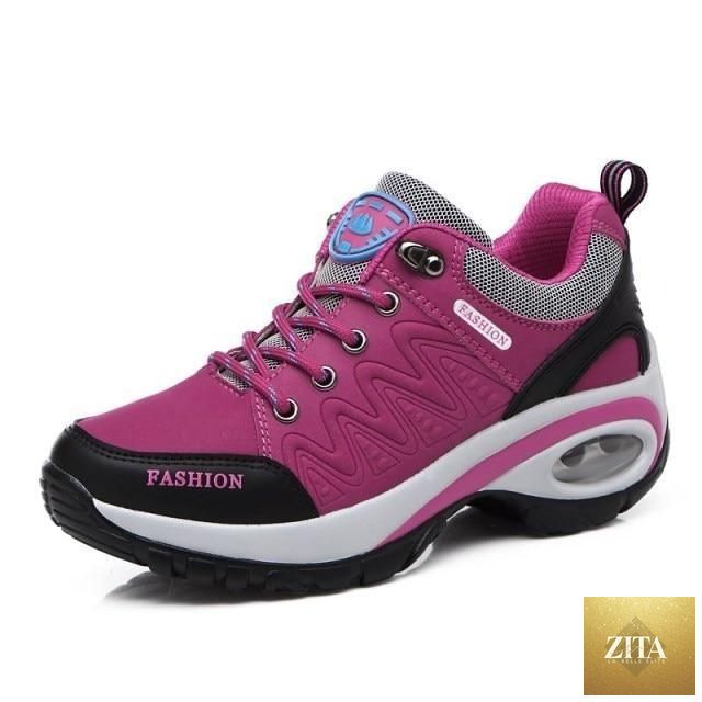 Women Stevvex running air cushion athletic sneakers with breathable mesh, lace-up design, high platform, suitable for walking and gym.