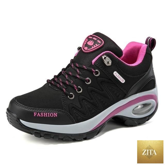Women Stevvex running sneakers with air cushions, breathable mesh design, lace-up casual athletic shoes, high platform, suitable for walking and gym.