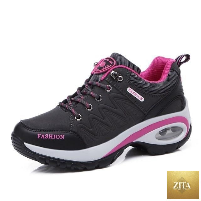 Women’s Stevvex running athletic sneakers with air cushion, breathable mesh, lace-up design, high platform, suitable for walking and gym.