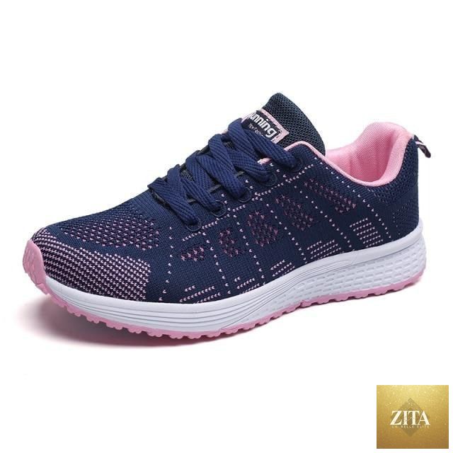 Women Stevvex running sneakers with breathable mesh, lightweight flat shoes, casual lace-up design, ideal for outdoor sports and walking.
