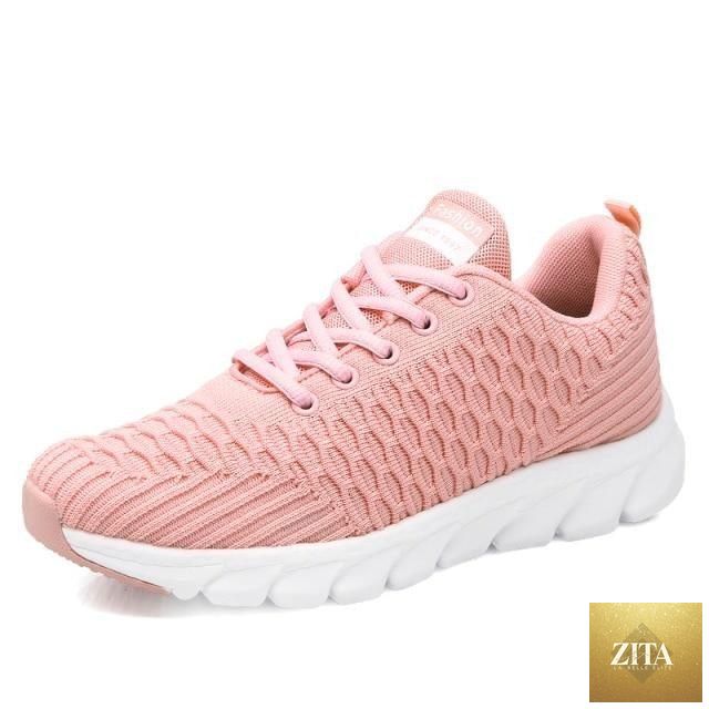 Women Stevvex running sneakers with breathable mesh, lightweight flat shoes, lace-up design, ideal for casual outdoor sports.