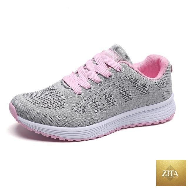 Women Stevvex breathable running sneakers with mesh upper, lightweight flat shoes, lace-up design, ideal for outdoor casual and sport use.