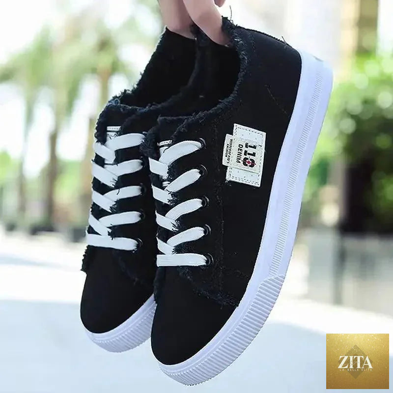 Women’s blue canvas sneakers by Stevvex, breathable and stylish summer denim fashion shoes for women.