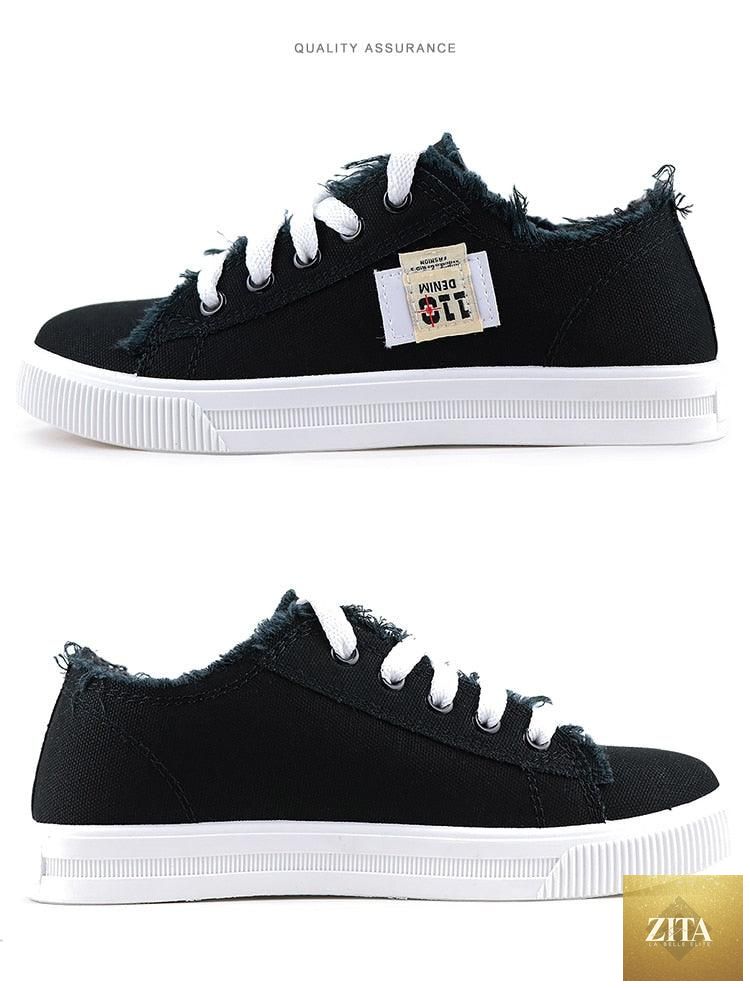 Women’s breathable canvas summer sneakers by Stevvex, low-top white lace-up shoes perfect for casual outdoor wear.