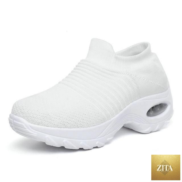Women’s Stevvex casual chunky sneakers with platform, mesh upper, slip-on design, air cushion sole, and comfortable knit style.