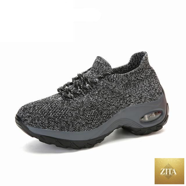Women’s Stevvex casual chunky sneakers with platform, mesh upper, air cushion sole, slip-on design, comfortable sock shoes for walking.