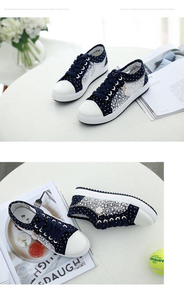 Women’s breathable mesh casual sneakers by Stevvex, low-top canvas shoes with lace-up design and comfortable fit for walking.