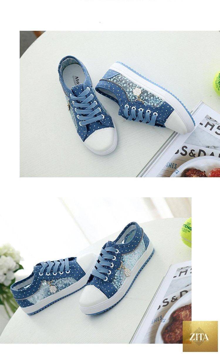 Women’s breathable mesh casual sneakers by Stevvex, low-top canvas shoes with lace-up design, ideal for summer walking comfort.