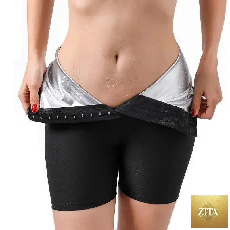 Women’s Stevvex thermo compression sauna leggings, body shaper exercise workout sweat pants with a snug fit and thermal fabric.