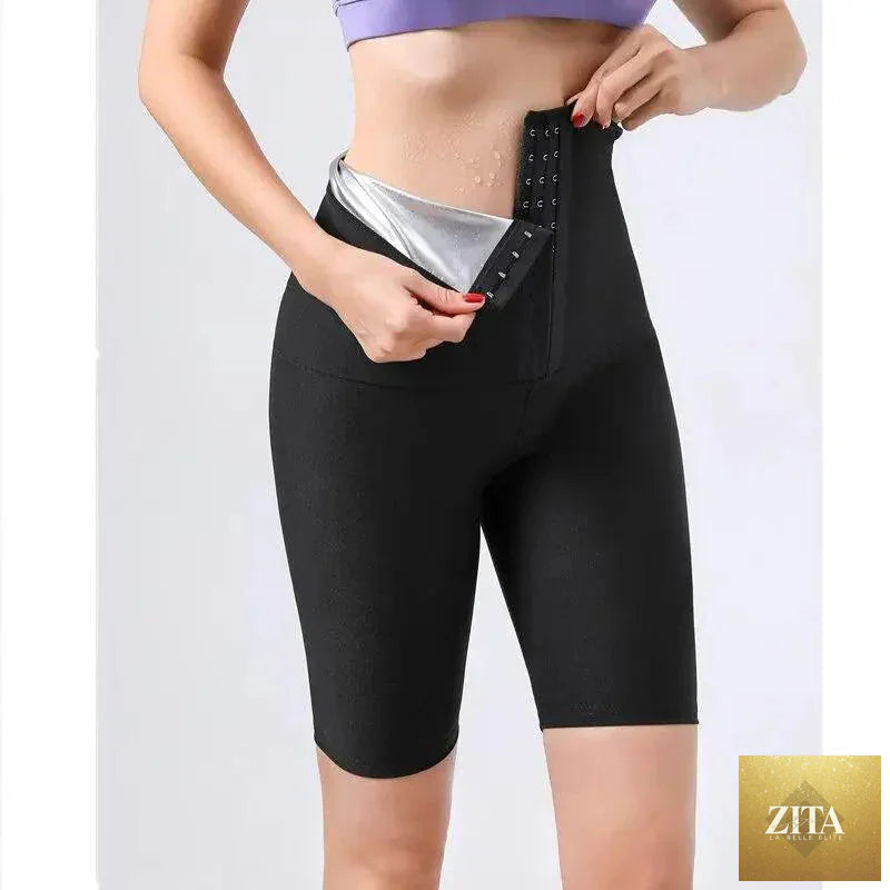 Women’s Stevvex hot thermo compression sweat sauna pants, body shaper workout leggings designed for exercise and weight loss.