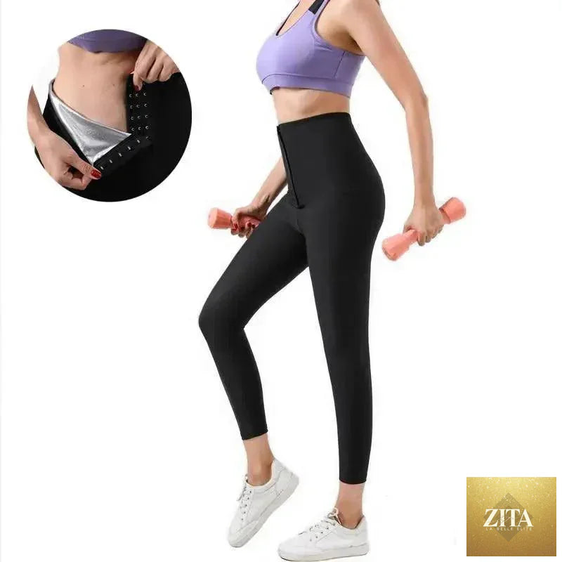 Women wearing Stevvex thermo compression sauna pants, body shaper leggings designed for workout and weight loss.