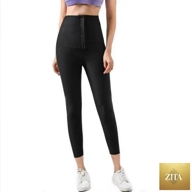 Women’s Stevvex thermo compression sweat sauna leggings, body shaper workout pants, designed to enhance fitness and shape legs.
