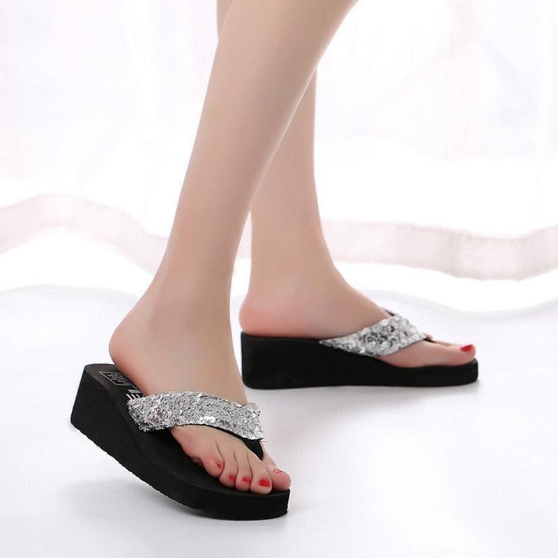 Pink women's open-toe platform sandals by Stevvex featuring butterfly design, elegant style, and comfortable dressy summer footwear.