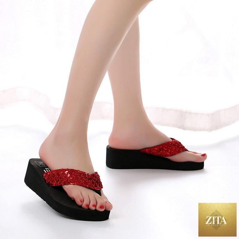 Pink women's summer platform sandals by Stevvex with open toe, butterfly design, elegant style, and comfortable thick sole.