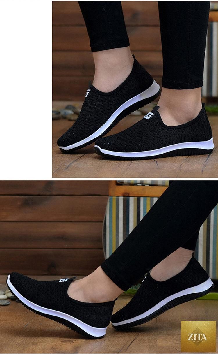 Women's Sneakers Espadrrilles Breathable Mesh Summer Shoes For Women Walking Solid Non Slip Casual Shoes Girls Tennis Slip On Sneakers Lightweight Comfortable Mesh Casual Sneakers