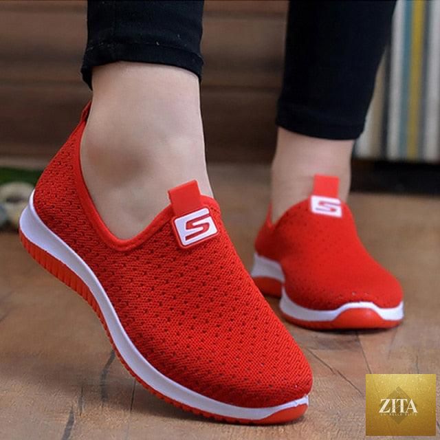 Women's Sneakers Espadrrilles Breathable Mesh Summer Shoes For Women Walking Solid Non Slip Casual Shoes Girls Tennis Slip On Sneakers Lightweight Comfortable Mesh Casual Sneakers