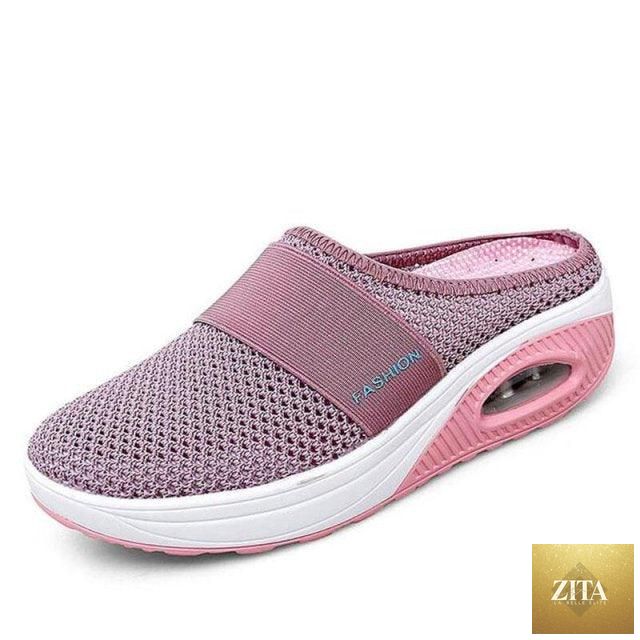 Women Stevvex platform sandals with breathable mesh, lightweight slip-on design, cushioned sole, perfect for beach or casual wear.