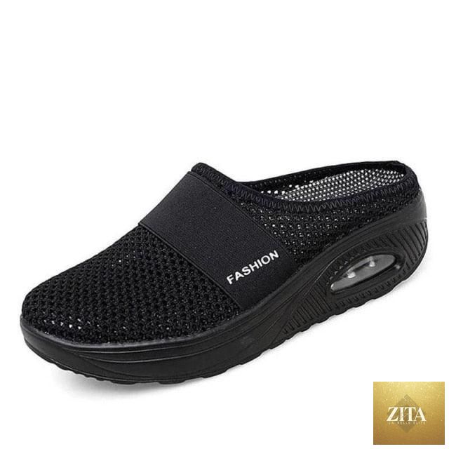 Women Stevvex platform sandals featuring breathable mesh, lightweight design, air cushion sole, perfect for beach or casual wear.