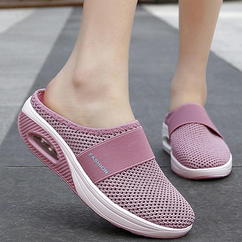 Women Stevvex fashion platform sandals with breathable mesh, lightweight design, air cushion sole, perfect for beach and casual wear.