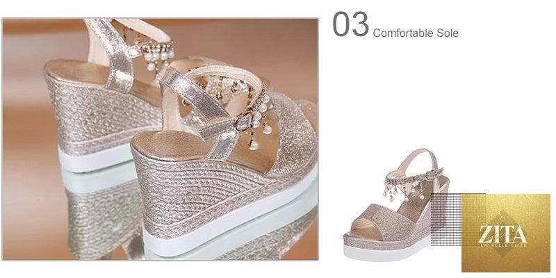 Stevvex women summer platform sandals with buckle straps, peep toe, thick sole, espadrille style, slingback open-toe shoes.