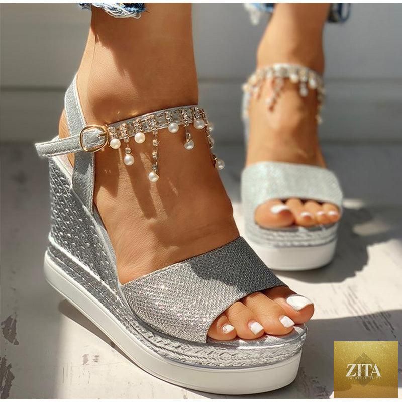Stevvex women’s summer platform espadrille sandals with buckle straps, peep toe, slingback style, and thick sole.