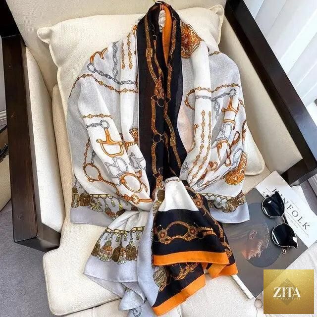 Women’s leopard print cotton scarf with floral tassels, large size winter shawl, casual warm silk wrap by Stevvex.