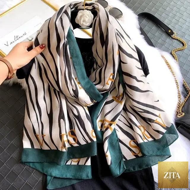 Women’s leopard print cotton scarf with floral tassels, large size winter shawl, casual wrap, warm and stylish by Stevvex.
