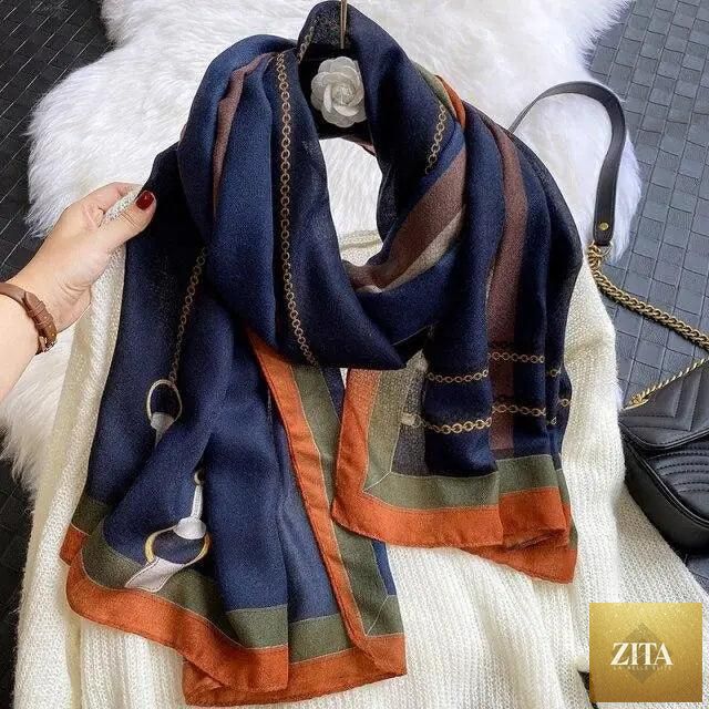 Women’s leopard print cotton scarf with floral tassels, large size winter shawl, casual warm wrap by Stevvex.