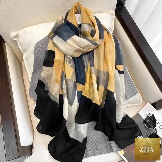 Women’s leopard print cotton scarf with floral tassels, large size winter shawl, casual warm silk wrap by Stevvex.