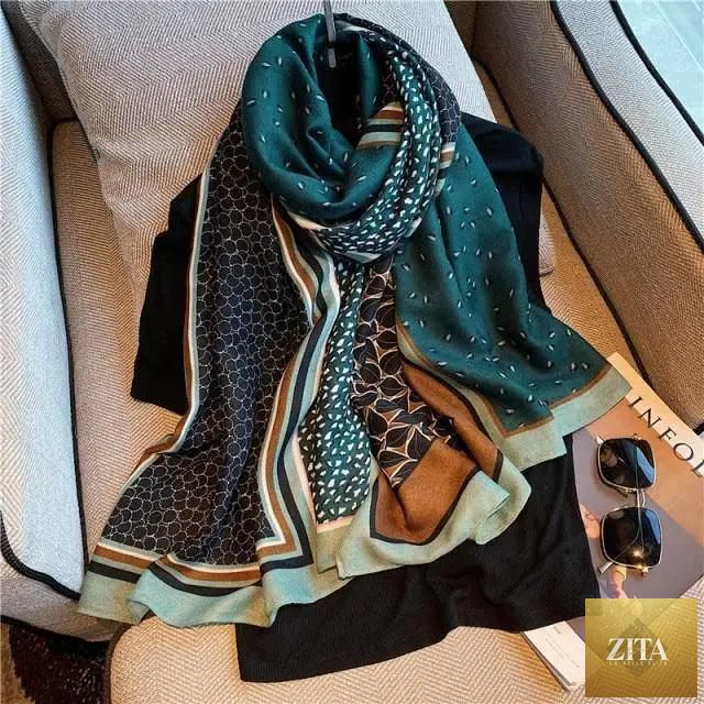 Women’s leopard print cotton scarf with floral tassels, large size winter shawl, warm casual wear, by Stevvex.